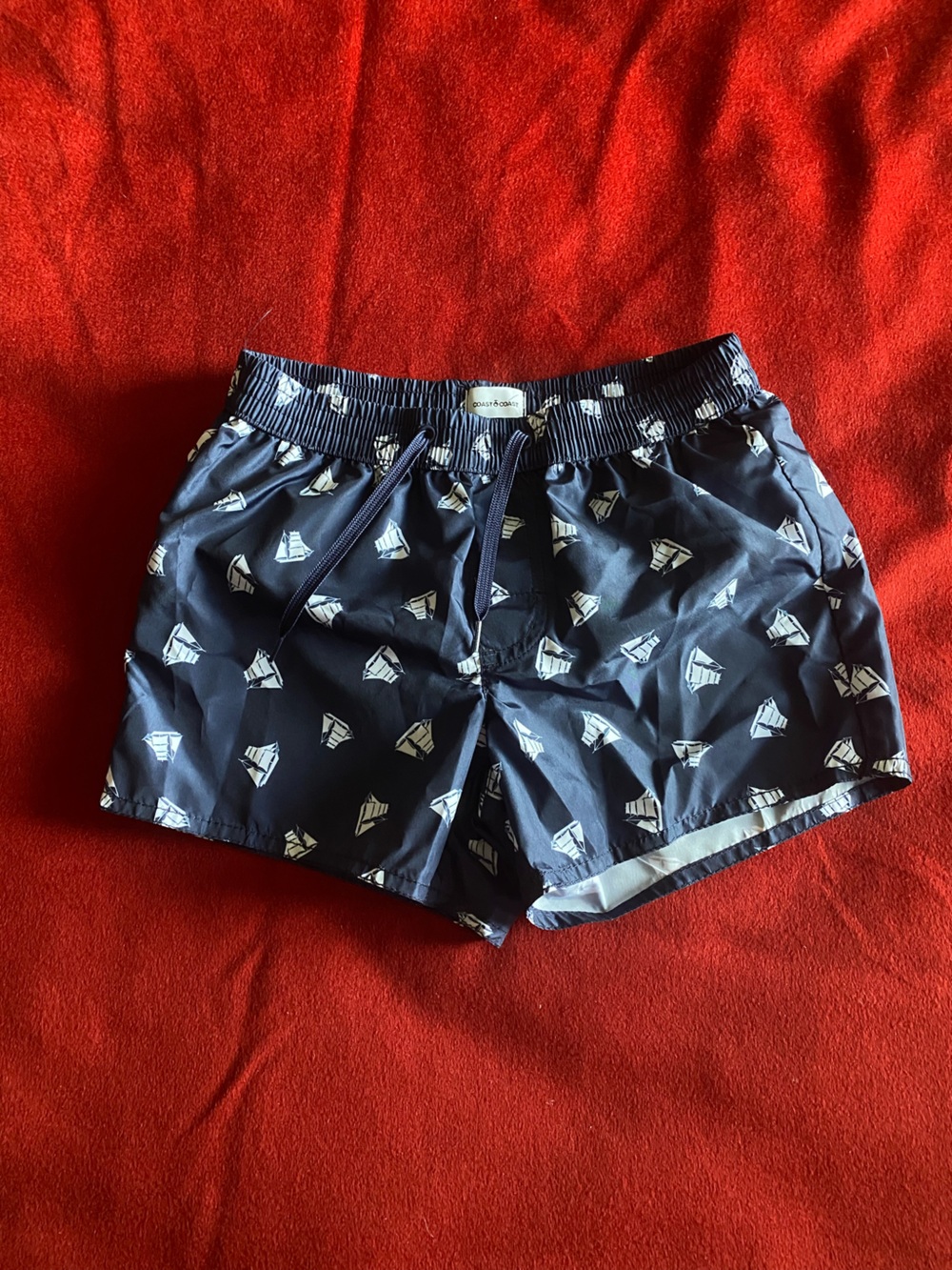 Calzedonia Coast to Coast Navy Swim Trunks with White Sailboat Print